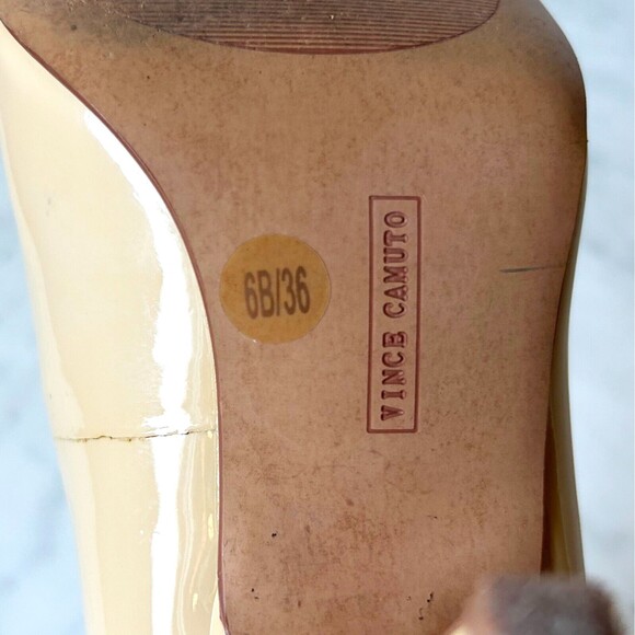 Vince Camuto Vickiy Beige Patent Leather Pumps Heels - Women's Size 6B - Picture 7 of 10